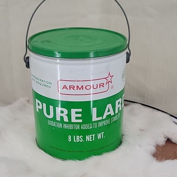 ARMOUR Pure Lard Paint Can Style Tin vintage Advertising Green and white - Picture 2 of 8